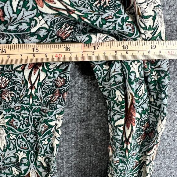 H&M Shirt Womens 2 Blue Floral Bohemian Blouse Chambray Morris & Co Hippie - Picture 7 of 8